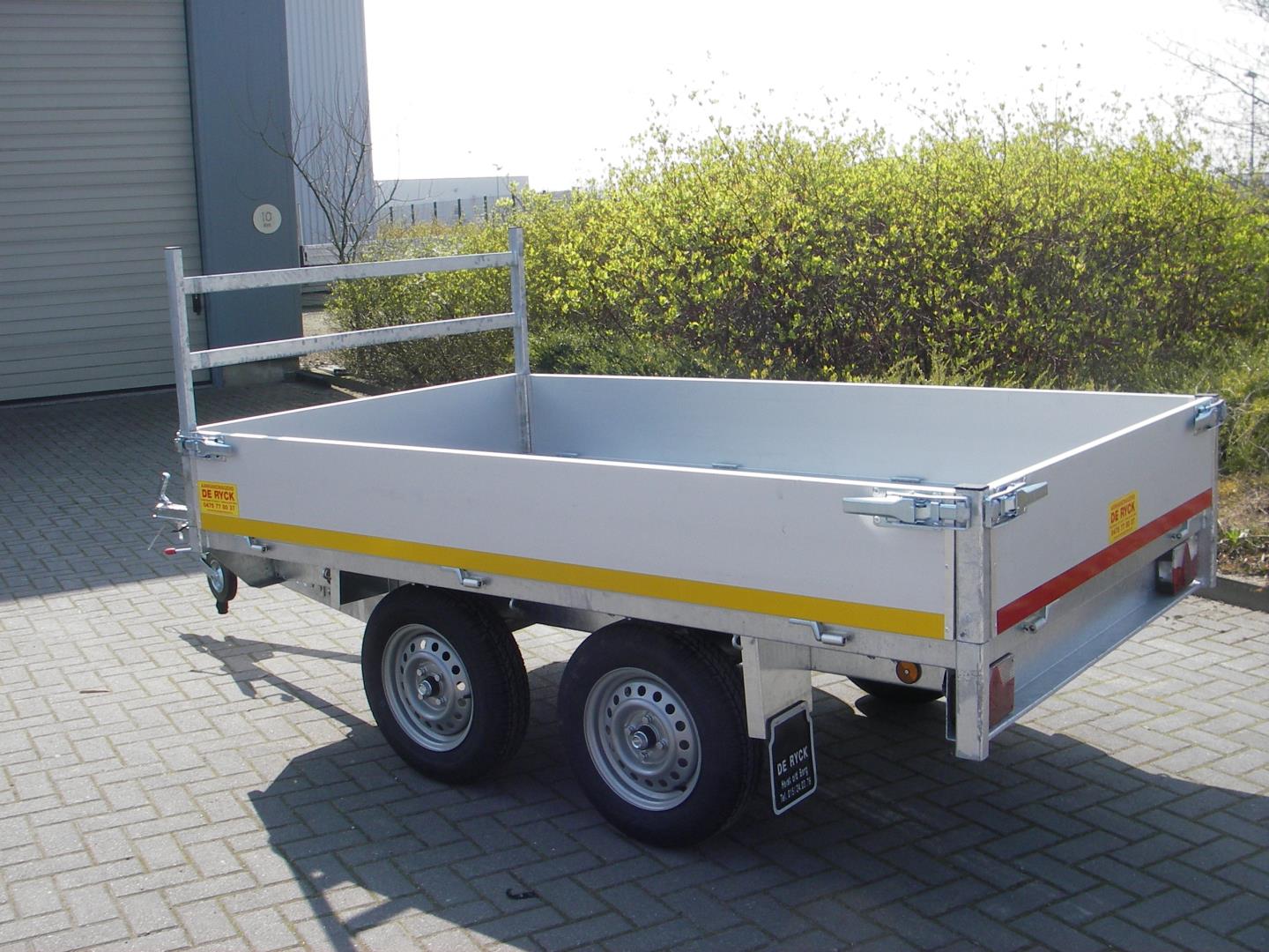 Plateau aanhangwagen dubbelas geremd 1500kg-3m10x1m80x30